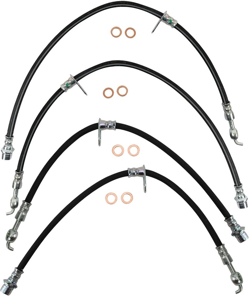 TRQ Front & Rear Brake Hose Set Compatible with 2002-2003 Lexus ES300 2004-2006 ES330 2002-2006 Toyota Camry 2004-2008 Solara - Image 1